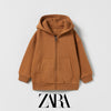 ZR Brown Pouch Pocket Zipper Hoodie 12474