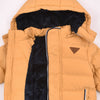 Pillon Thick Sherpa Lined Fur Trim Yellow Deattachable Hooded Puffer Jacket 13463