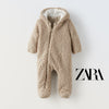 ZR Faux Shearling Brown Overall Romper Snowsuit #12854