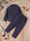 Gentelman Blue Check Pant Coat Suiting Set #13484