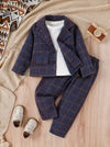 Gentelman Blue Check Pant Coat Suiting Set #13484