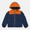 Members Mark Orange Blue Fleece Inner Sherpa Hoodie Puffer Jacket 13146