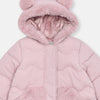 GRG Thick Fleece Lined Fur Trim Pink Hooded Puffer Jacket 13168