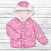 Young Hearts Sherpa Fur Inner Pink Hooded Puffer Jacket 13350