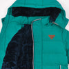 Pillon Thick Sherpa Lined Fur Trim Green Deattachable Hooded Puffer Jacket 13462