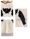 Offwhite Black Dungaree Style Winter Frock 12413