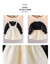 Offwhite Black Dungaree Style Winter Frock 12413