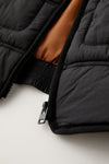 ZR Big Chest Pocket Round Collar Quilted Puffer Black Jacket 12899