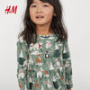 HM Animals Adventure Green Full Sleeves Frock 12660