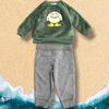 Pekkle Monster Fur Green Grey Fleece Winter Set Tracksuit 13321