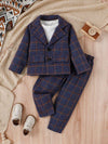 Gentelman Blue Check Pant Coat Suiting Set #13484