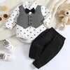 Gentelman Vest Style Bodysuit Bow with Bottom Set 13326