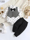 Gentelman Vest Style Bodysuit Bow with Bottom Set 13326