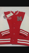 LCW Thick Tiger Red Baseball Jacket with White Sleeves 13428