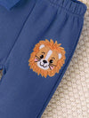 3 Pcs Lion Blue Zipper Hoodie Trouser Shirt Winter Tracksuit Set 13482