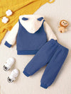 3 Pcs Lion Blue Zipper Hoodie Trouser Shirt Winter Tracksuit Set 13482