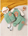 Green Zipper Hoodie Trouser Shirt Winter Tracksuit Set 13483