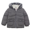 Rokka Rolla Thick Sherpa Lined Fur Trim Grey Hooded Puffer Jacket 13165