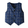 Vest Check Blue Suiting Set 10083