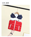 Red Blue Sleeveless Hooded Puffer Jacket 9747