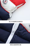 Red Blue Sleeveless Hooded Puffer Jacket 9747