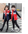 Red Blue Sleeveless Hooded Puffer Jacket 9747