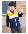 Yellow Blue Sleeveless Hooded Puffer Jacket 9748