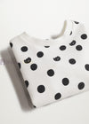 MN G Black Polka Dots White Fleece Sweatshirt 11307