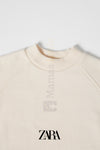 ZR Cream Soft Fleece High Neck American Shoulder Sweatshirt 11198