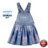 CRT Knit Denim Floral Patchwork Dungaree Style Dress 10882