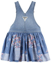 CRT Knit Denim Floral Patchwork Dungaree Style Dress 10882