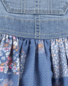 CRT Knit Denim Floral Patchwork Dungaree Style Dress 10882