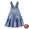 CRT Knit Denim Floral Patchwork Dungaree Style Dress 10882