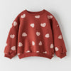 ZR Heart Down Shoulder Loose Fashion Red Sweatshirt 8843