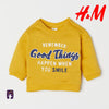 HM Remember Good Things Yellow LB Cut Fleece Sweatshirt 9021