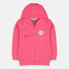 KNZ Chest Flower Pink Zipper Hoodie 8988