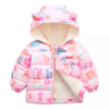 Alphabetic Pink Fleeced Inner Hooded Puffer Jacket 9704