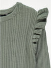 GRG Frill Trim Ribbed Green Sweater 11411