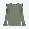 GRG Frill Trim Ribbed Green Sweater 11411