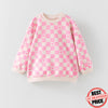 ZR Heart Pink Cheque Terry White Sweatshirt 11314