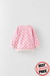 ZR Heart Pink Cheque Terry White Sweatshirt 11314