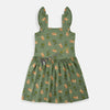 KIB Frill Shoulder Cat Dark Green Frock 8373