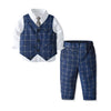 Vest Check Blue Suiting Set 10083