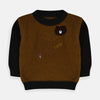 Bear Badge Mustard Grey  Knitted Sweater 8831