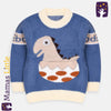 Dino Egg Front Pocket Blue Soft Knitted Sweater 9588