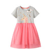 J Meters Unicorn Clouds Grey Pink Fancy Frock 7704