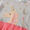 J Meters Unicorn Clouds Grey Pink Fancy Frock 7704