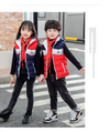 Red Blue Sleeveless Hooded Puffer Jacket 9747