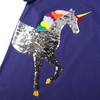 VKT Frill Sleeves Unicorn Sequin Navy Frock 7774