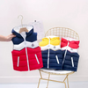 Red Blue Sleeveless Hooded Puffer Jacket 9747